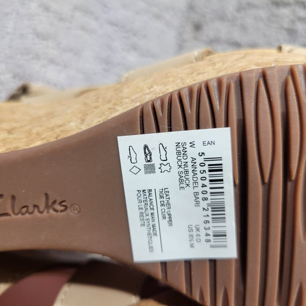 Clarks Annadel Bari Sand Leather Nubuck Wedge Sandals Womens Size 8.5,10,11 NEW - Picture 14 of 15